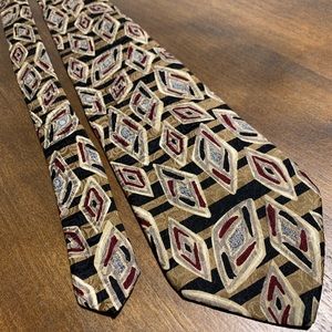 Geometric diamond silk neck tie